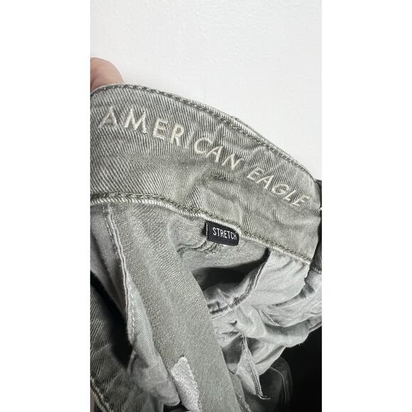 American Eagle AE Size 6 Olive‎ Green Paper Bag Pleated Denim Stretch Tie Short - Picture 6 of 8